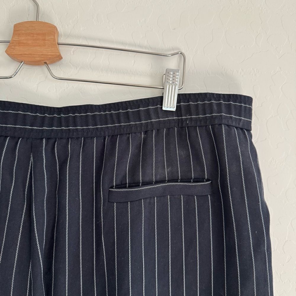 NEW Eileen Fisher Navy Blue white Pinstripe Wide Leg Crop Trouser Pant Size XL - Picture 6 of 8